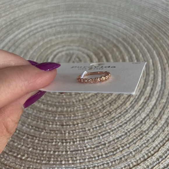 Pura Vida Rose Gold Flordal Stacking Ring Size 8 - Picture 2 of 5